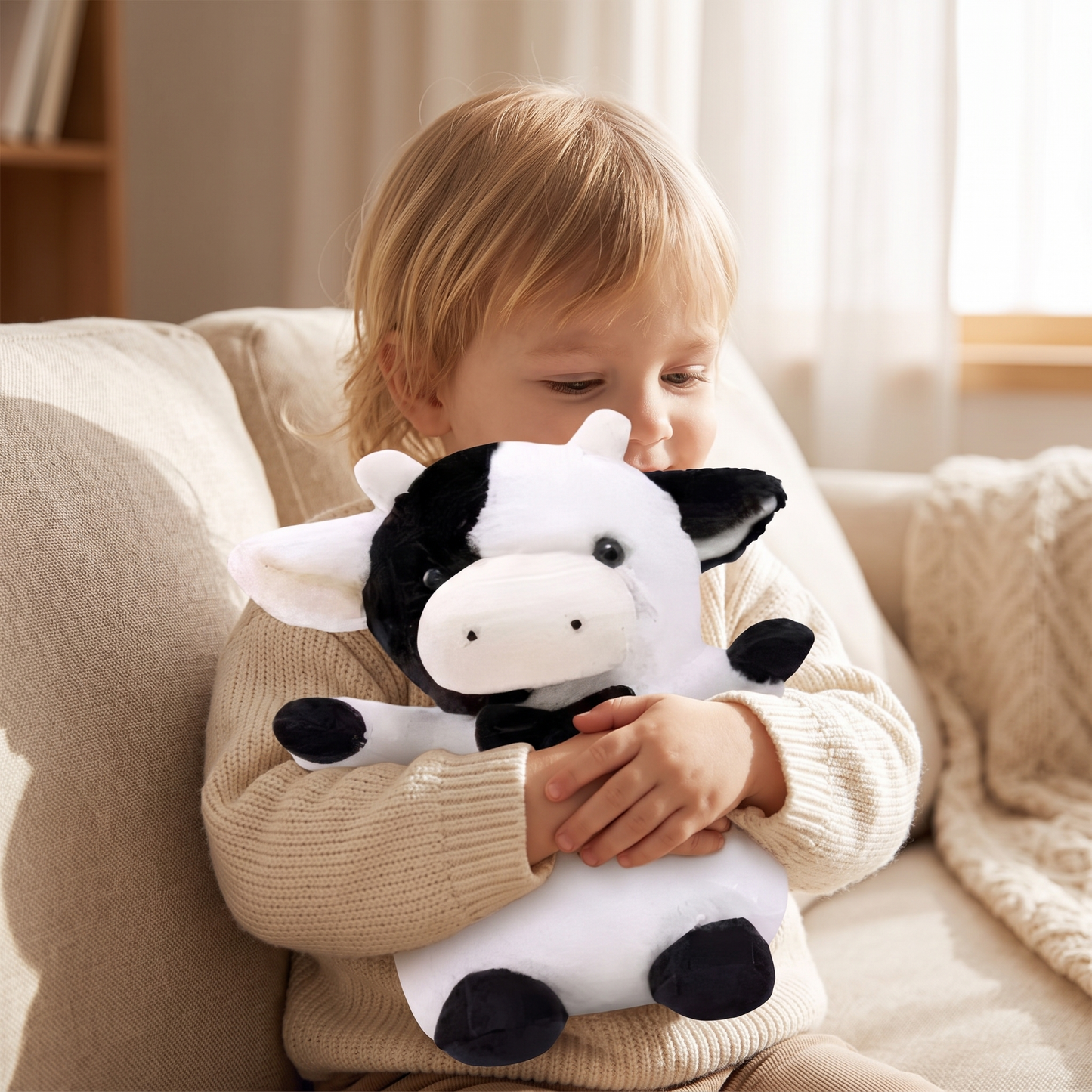 Peluche Vache Gentleman Nœud Papillon - Utilisation cosy intérieur