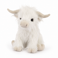 Peluche Vache Highland à Poils Longs - Blanc