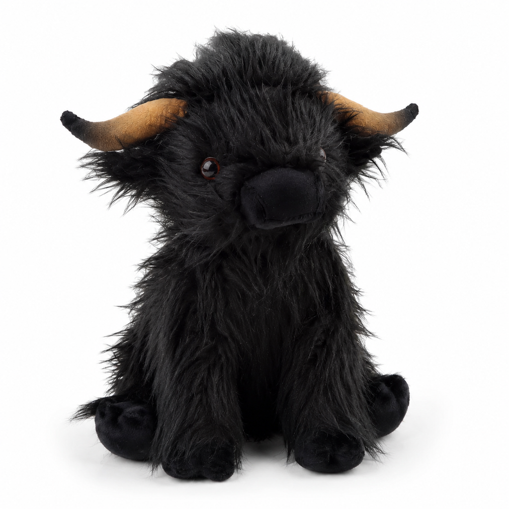 Peluche Vache Highland à Poils Longs - Noir