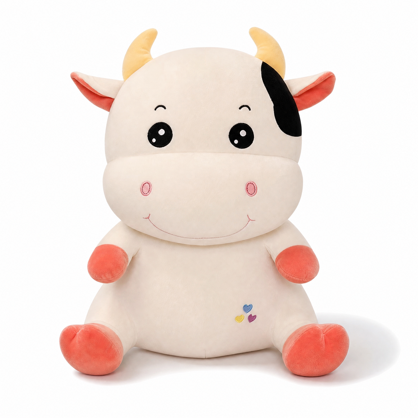 Peluche Vache Mignonne en Coton Doux - fond blanc Frontal
