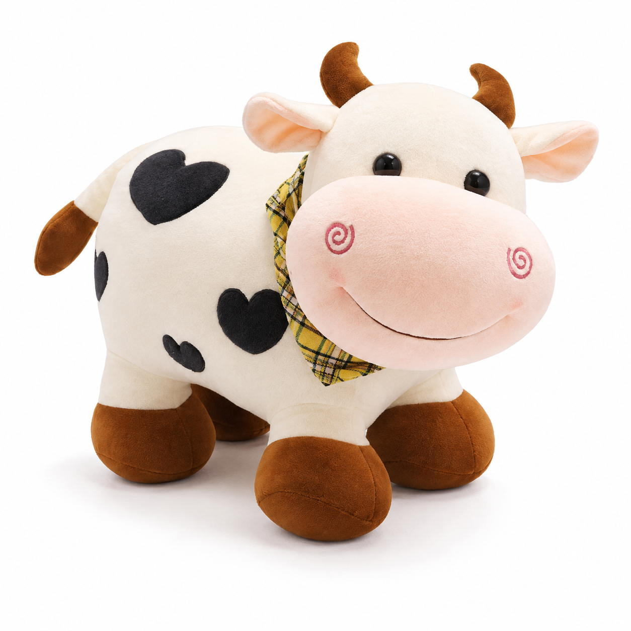 Peluche Vache Motif Cœur - Blanc / 25cm · Blanc / 40cm