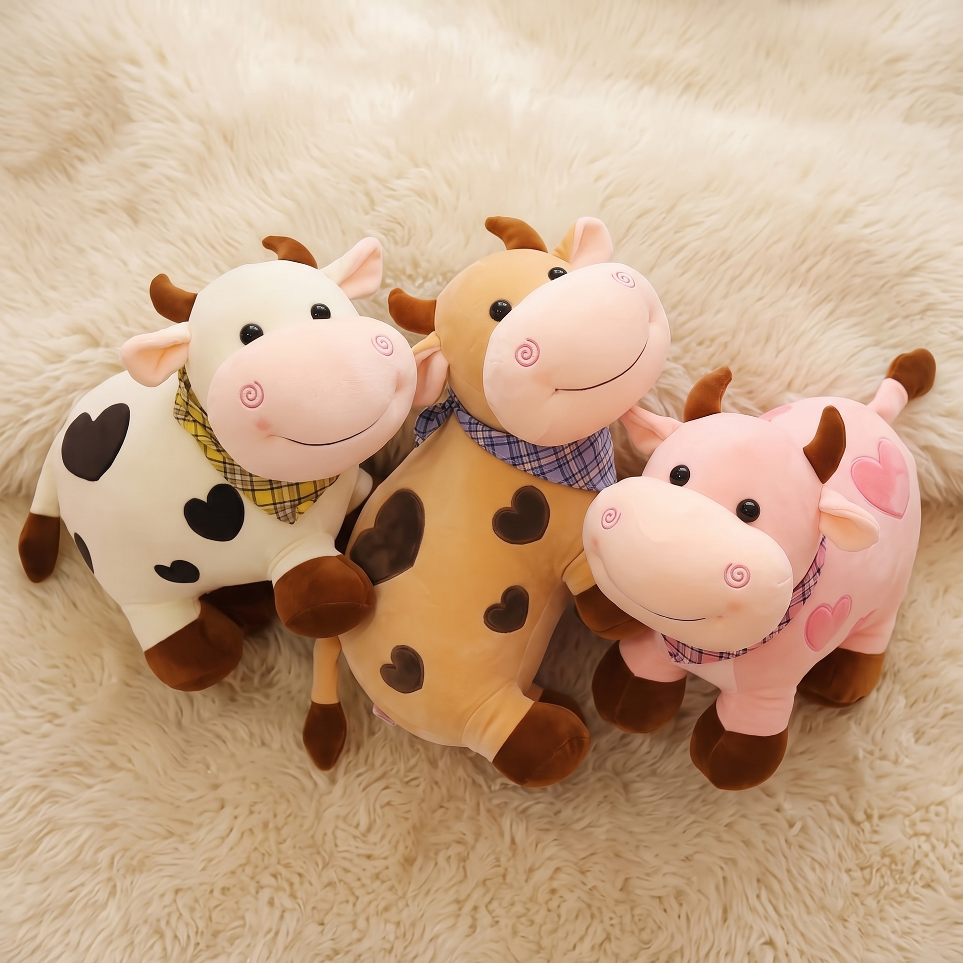 Peluche Vache Motif Cœur - Detail matière
