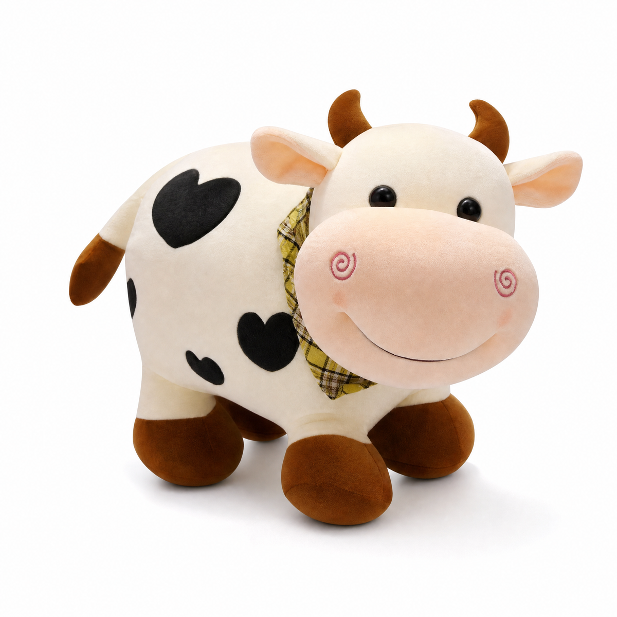 Peluche Vache Motif Cœur - fond blanc Frontal