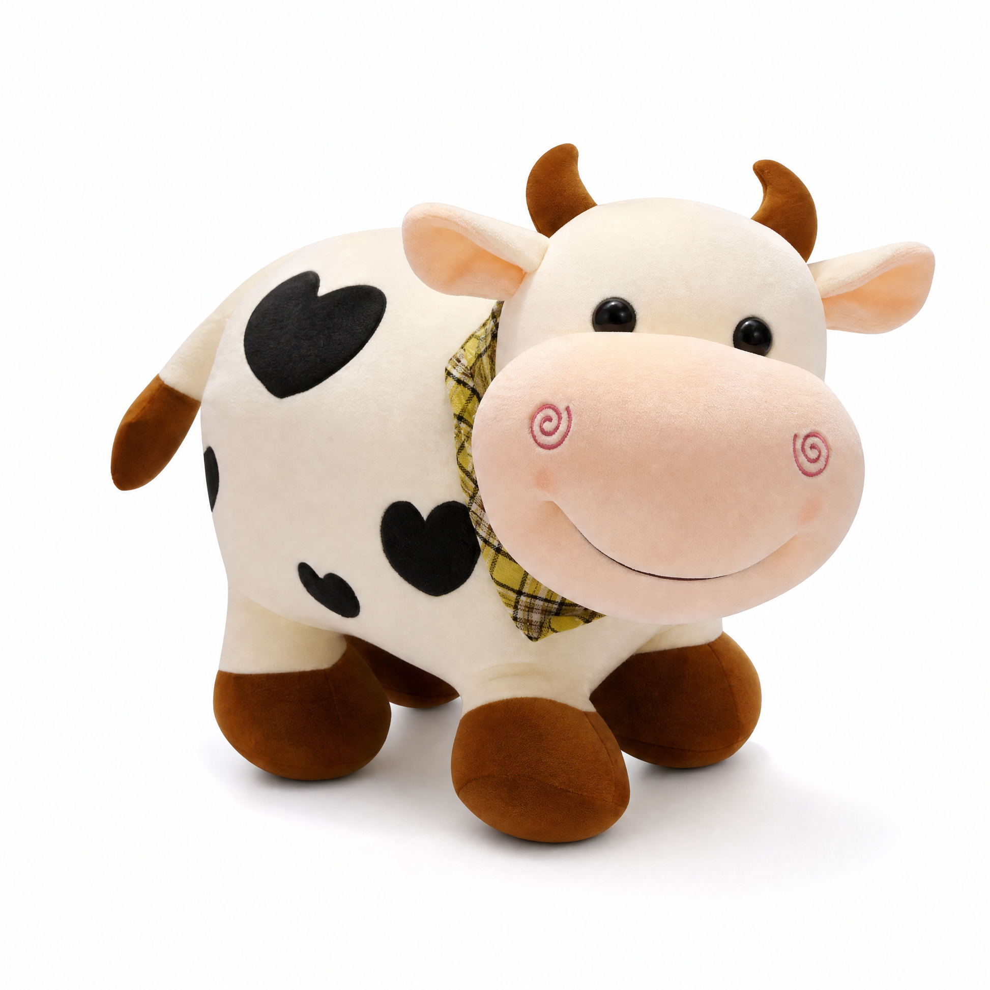 Peluche Vache Motif Cœur - fond blanc Frontal