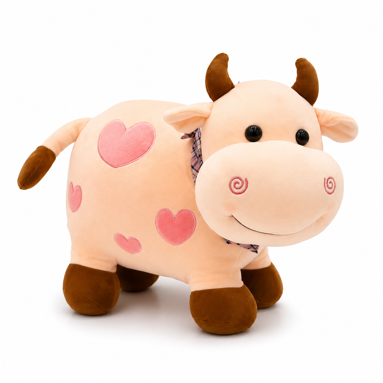 Peluche Vache Motif Cœur - Rose / 40cm · Rose / 25cm