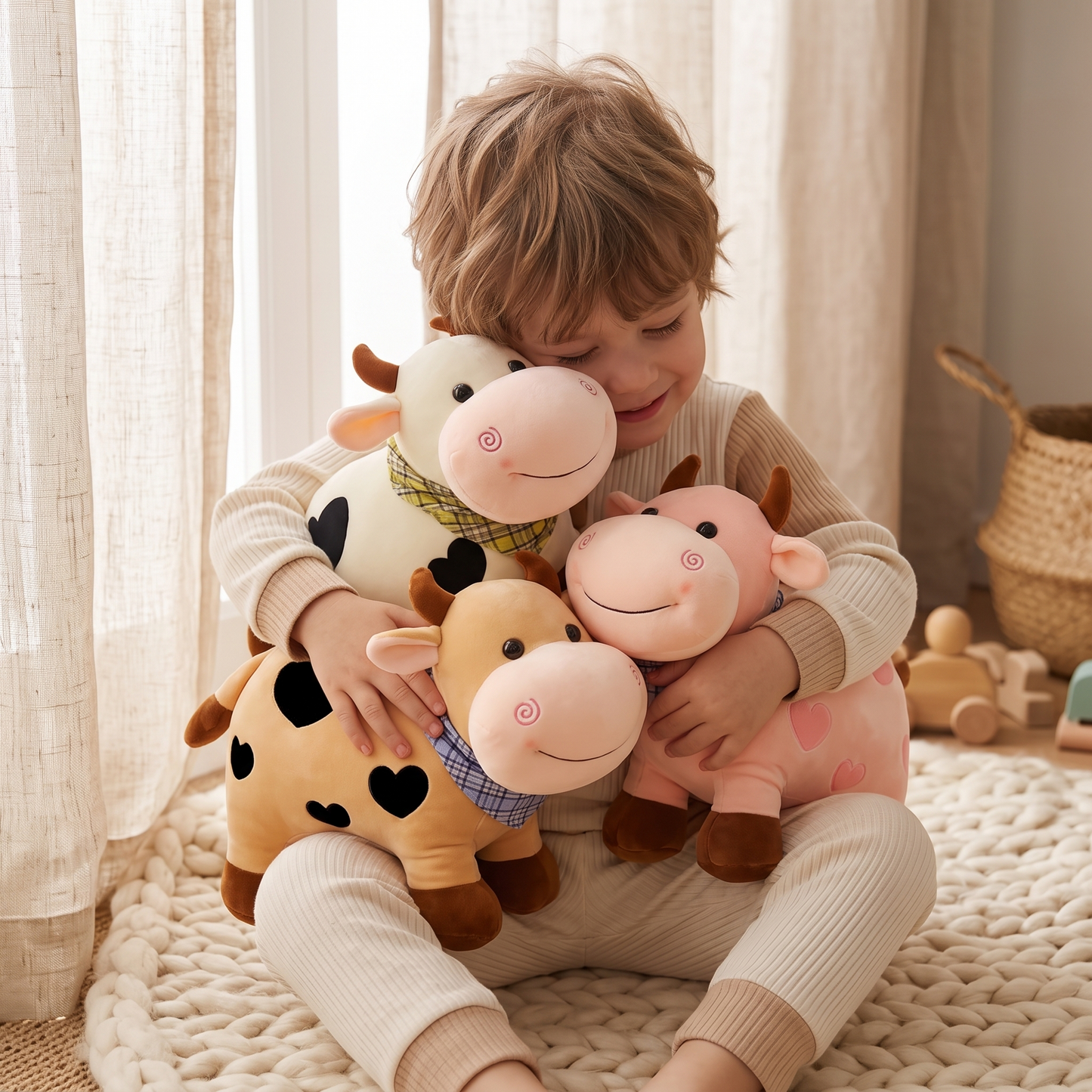 Peluche Vache Motif Cœur - Utilisation cosy intérieur