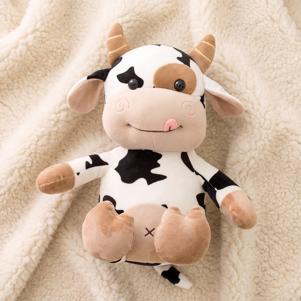 Peluche Vache Tachetée Douce en Coton - Detail matière