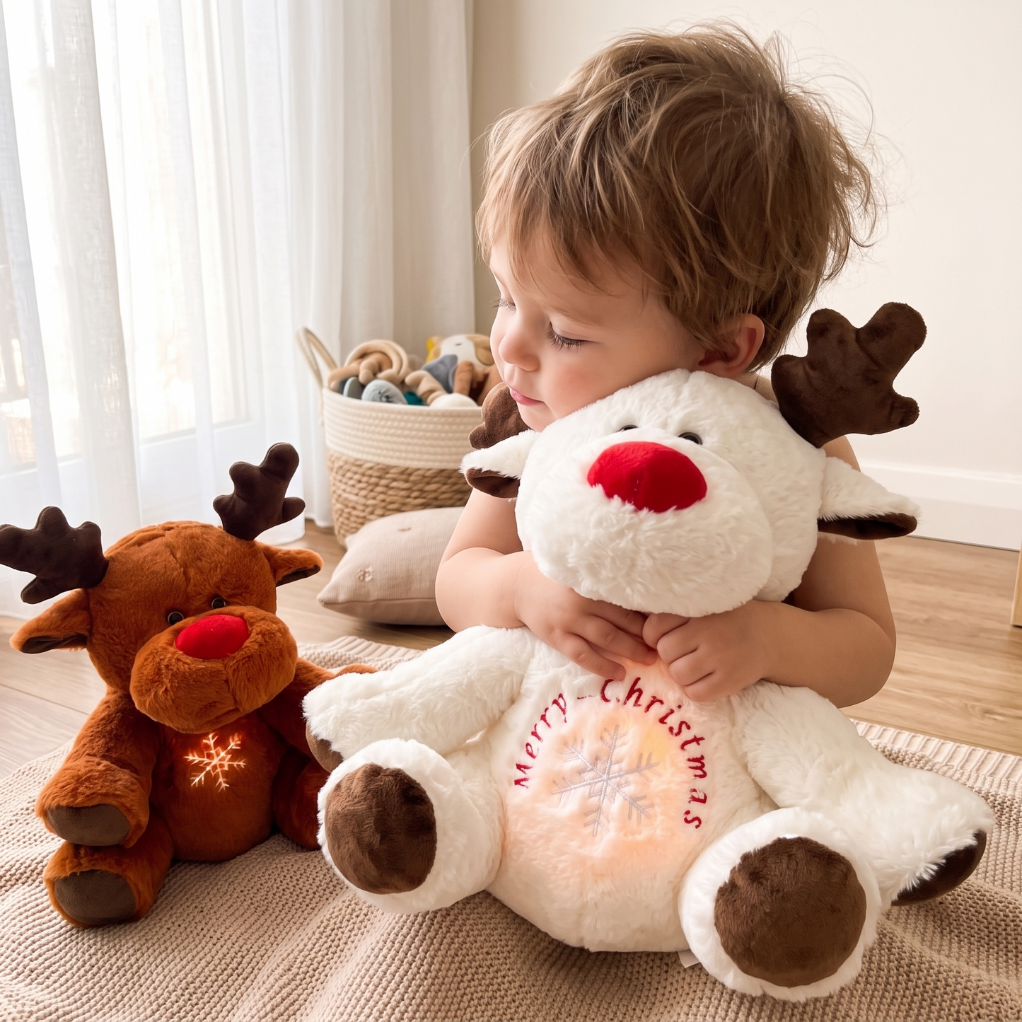 Peluche Veilleuse Respirante Renne de Noël - Utilisation cosy intérieur