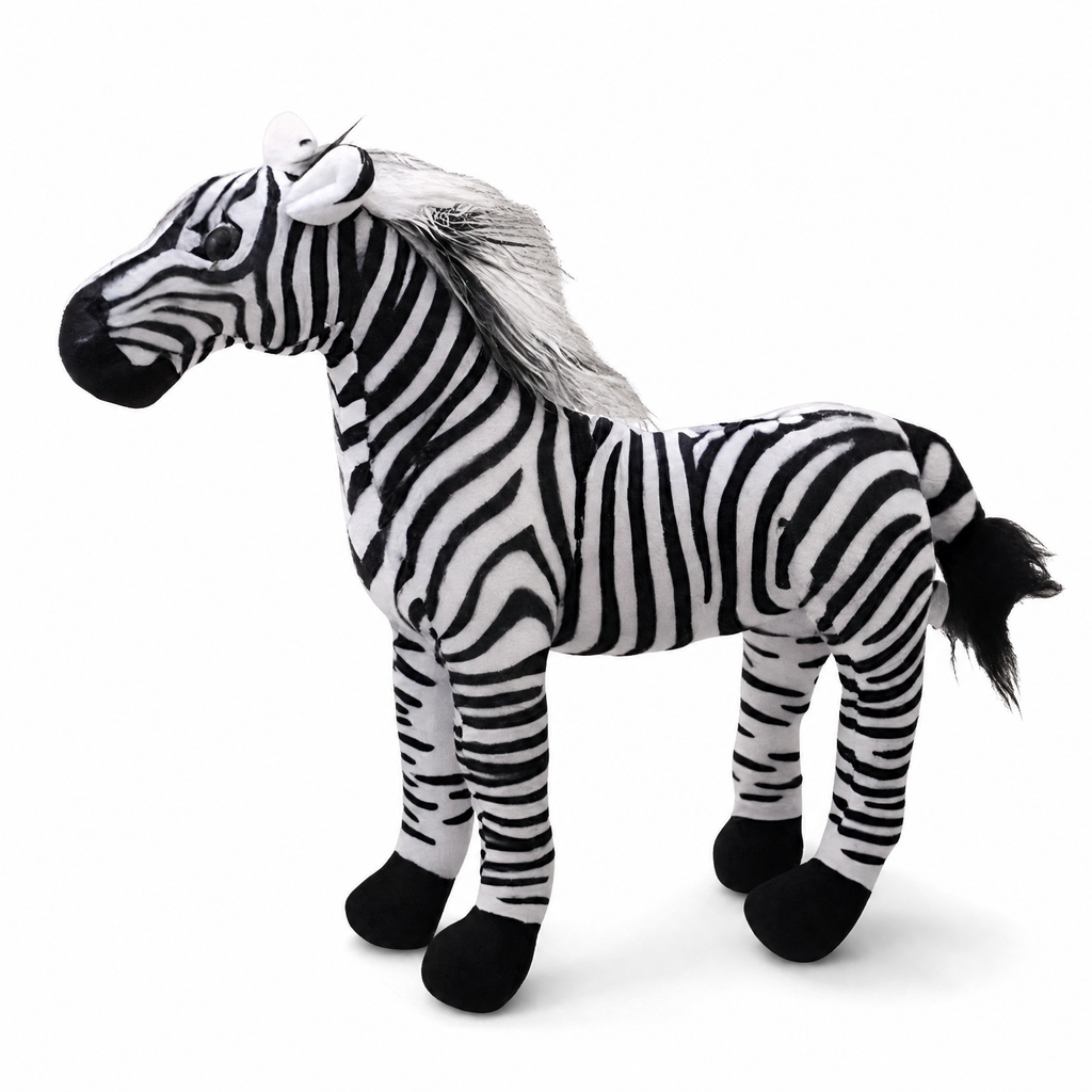 Peluche Zèbre Réaliste 30 cm - Fond blanc frontal