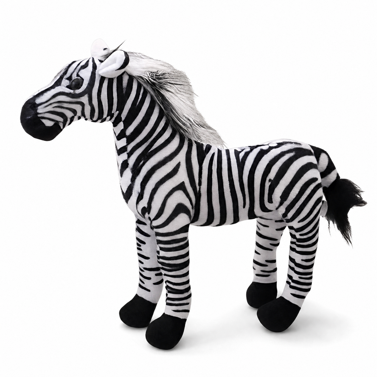 Peluche Zèbre Réaliste 30 cm - Fond blanc frontal