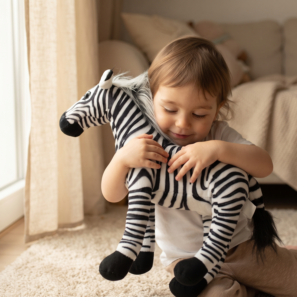 Peluche Zèbre Réaliste 30 cm - Utilisation cosy intérieur