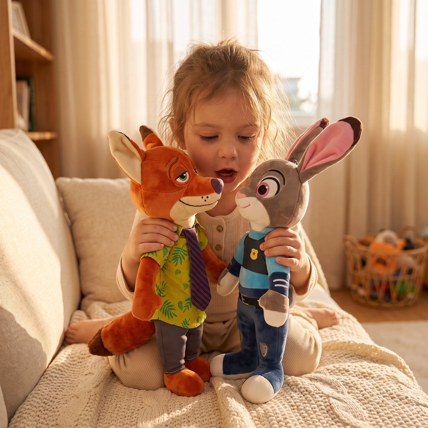 Peluche Zootopie Nick Wilde et Judy Hopps - Utilisation cosy intérieur