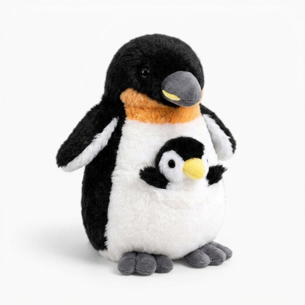 Pinguin Mutter und Kind Kuscheltier - Fond blanc angle