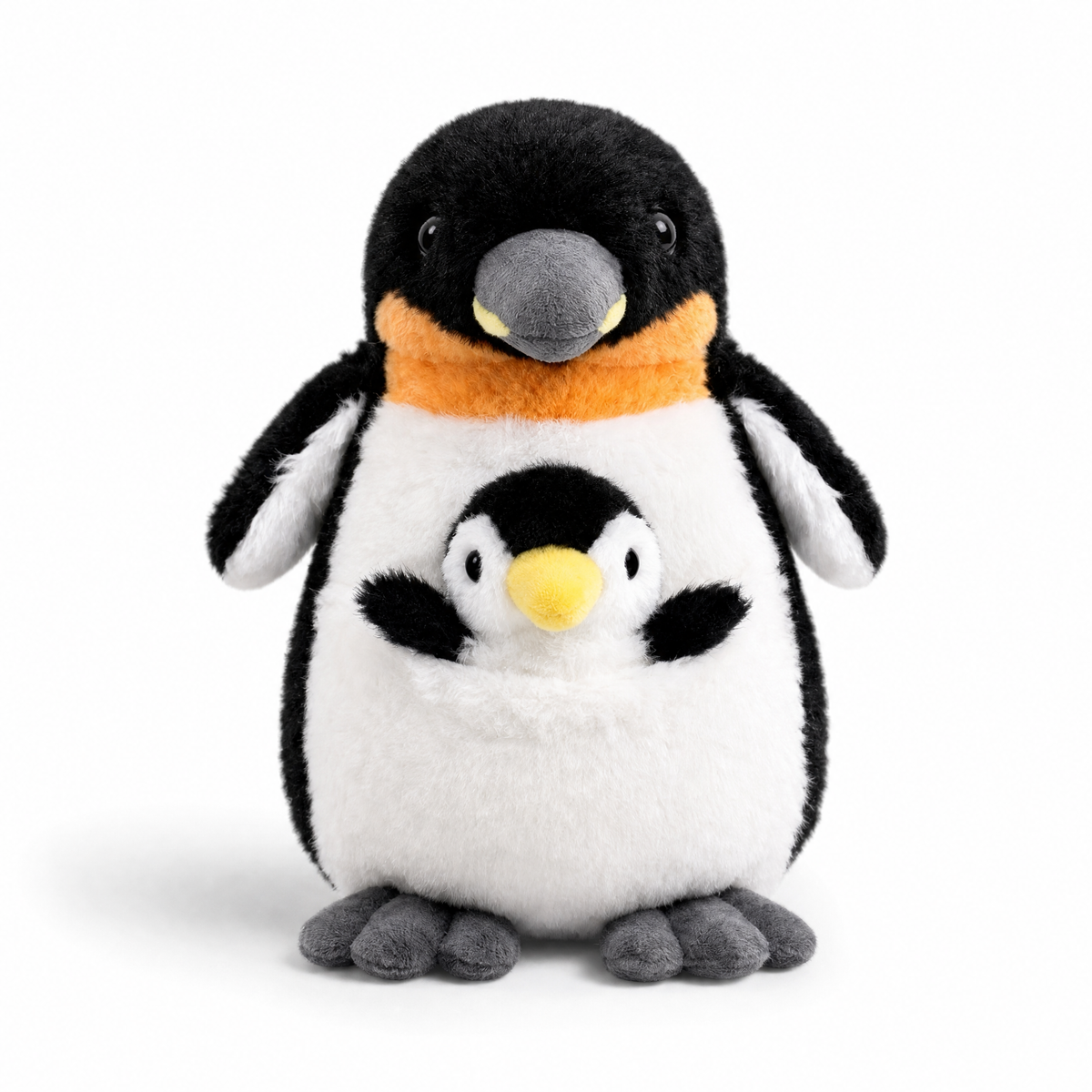 Pinguin Mutter und Kind Kuscheltier - Fond blanc frontal