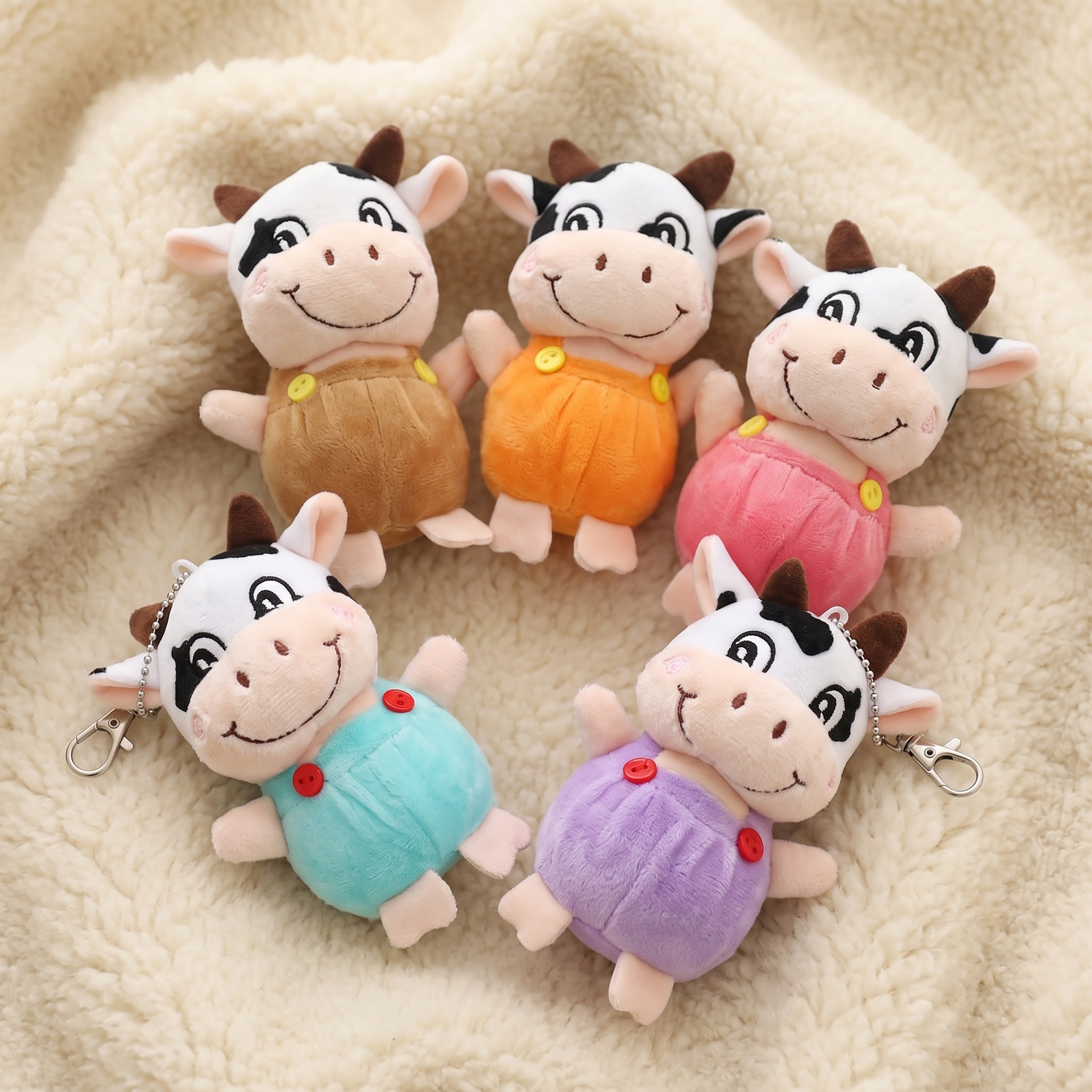 Porte-Clé Vache Peluche 10 cm - Détail matière