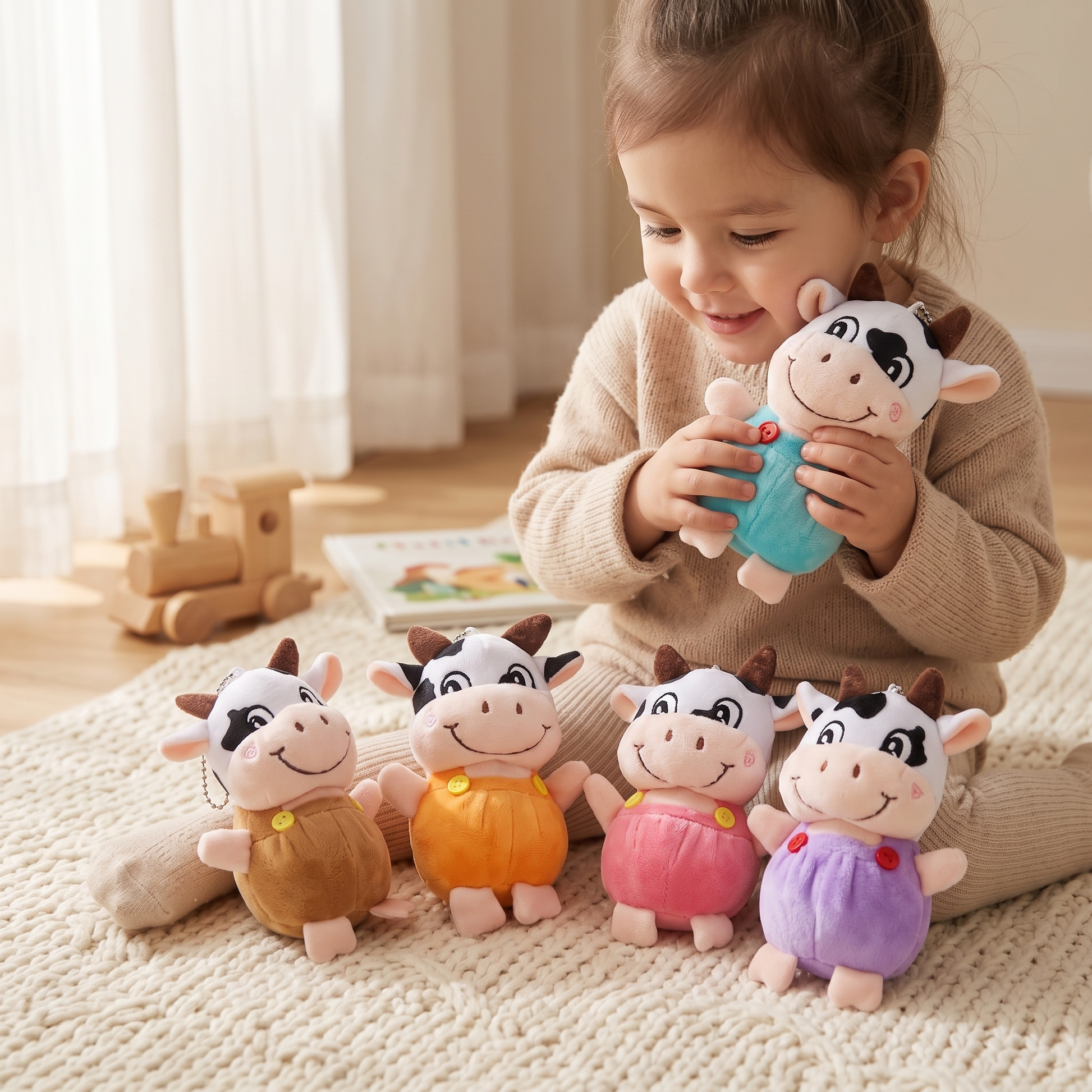 Porte-Clé Vache Peluche 10 cm - Utilisation cosy intérieur