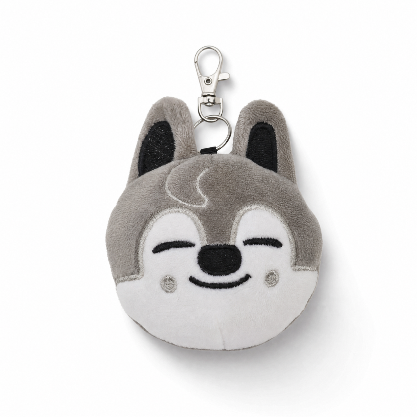 Porte-Clef Loup Peluche Kawaii 9 cm - Fond blanc frontal