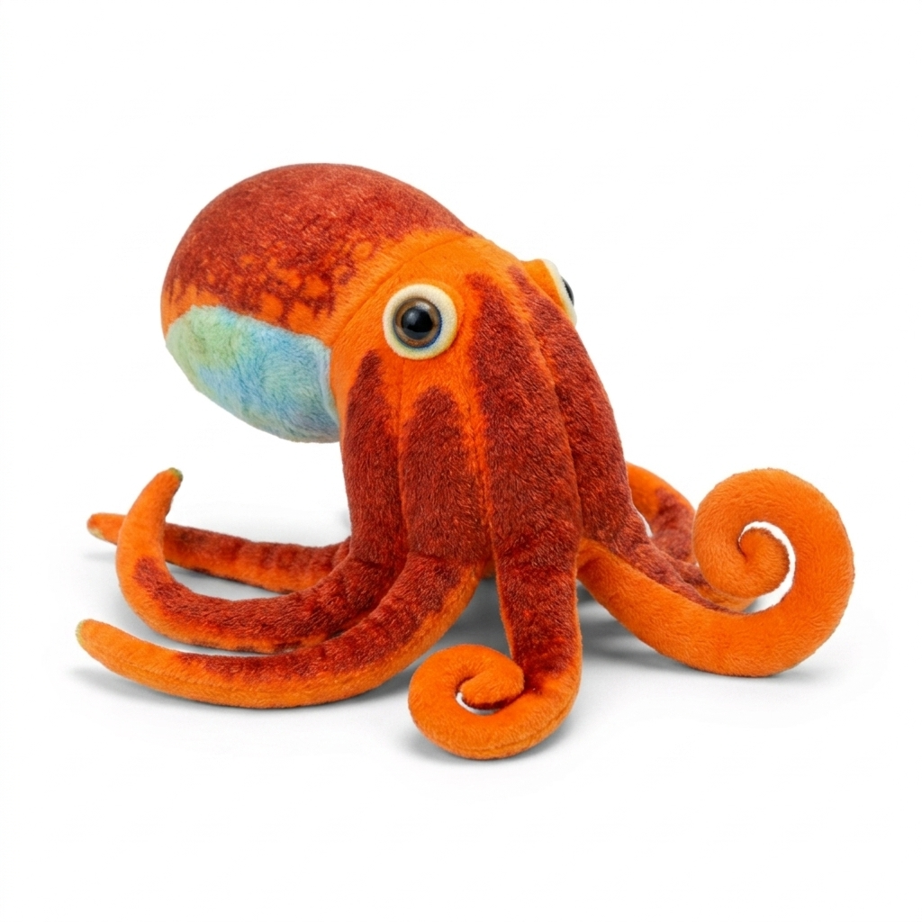 Realistisches Riesenkraken Kuscheltier Oktopus - Fond blanc angle