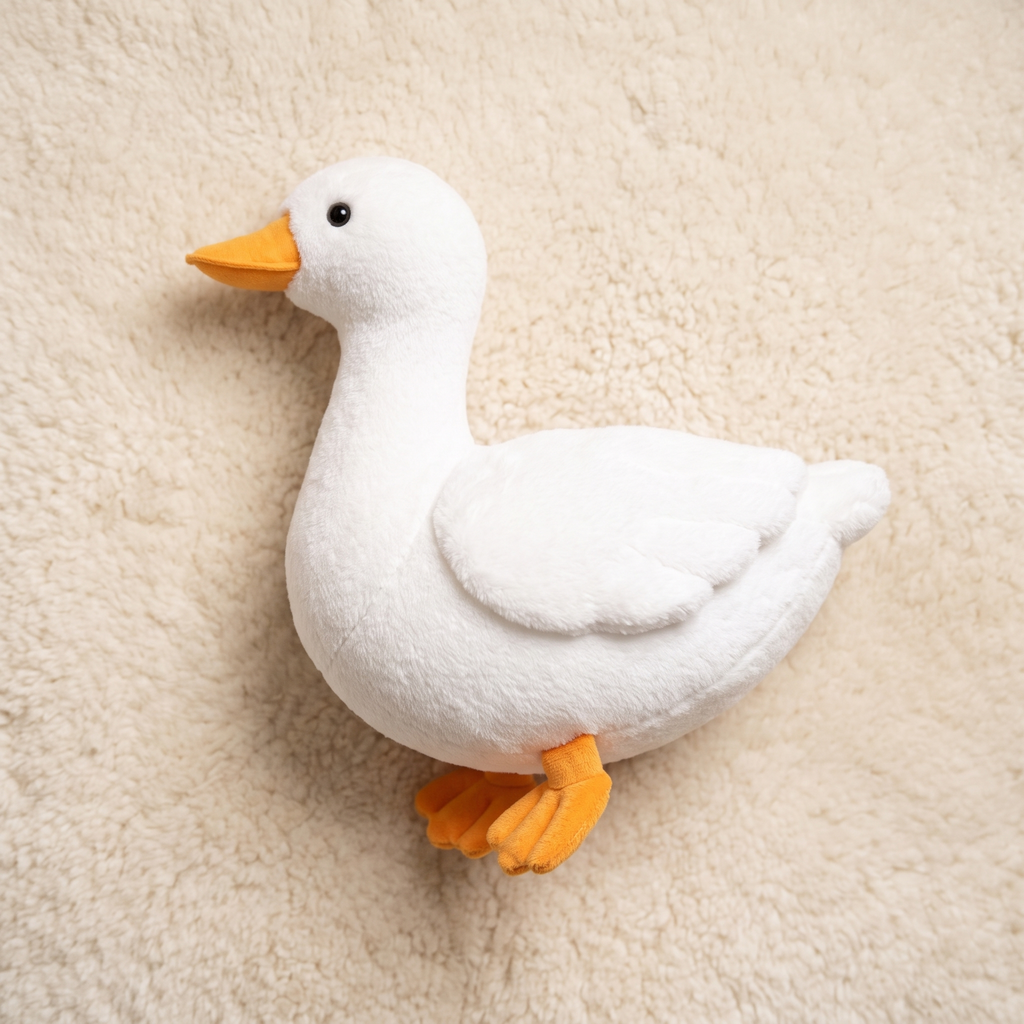 Realistisches weißes Enten Kuscheltier - Détail matière