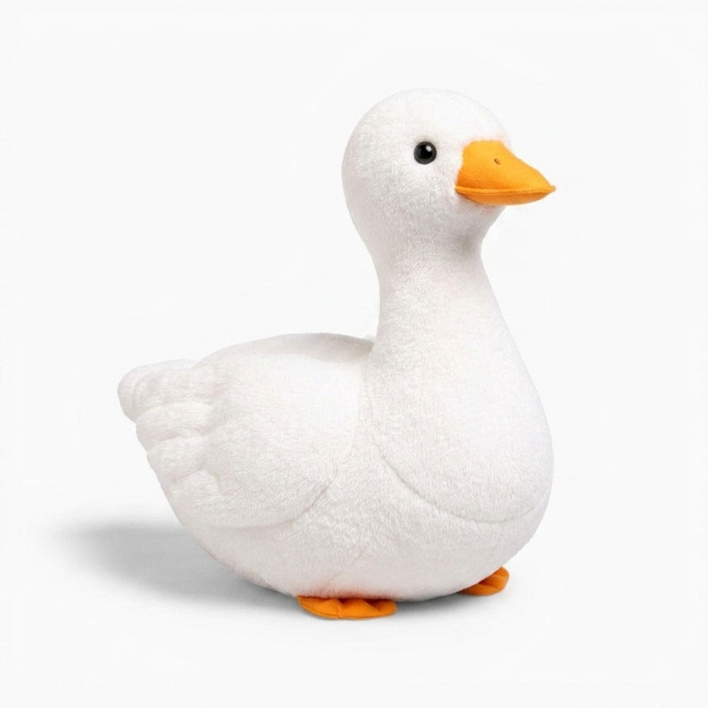 Realistisches weißes Enten Kuscheltier - Fond blanc angle