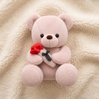 Rosa Teddybär Plüschtier mit Rose - Détail matière