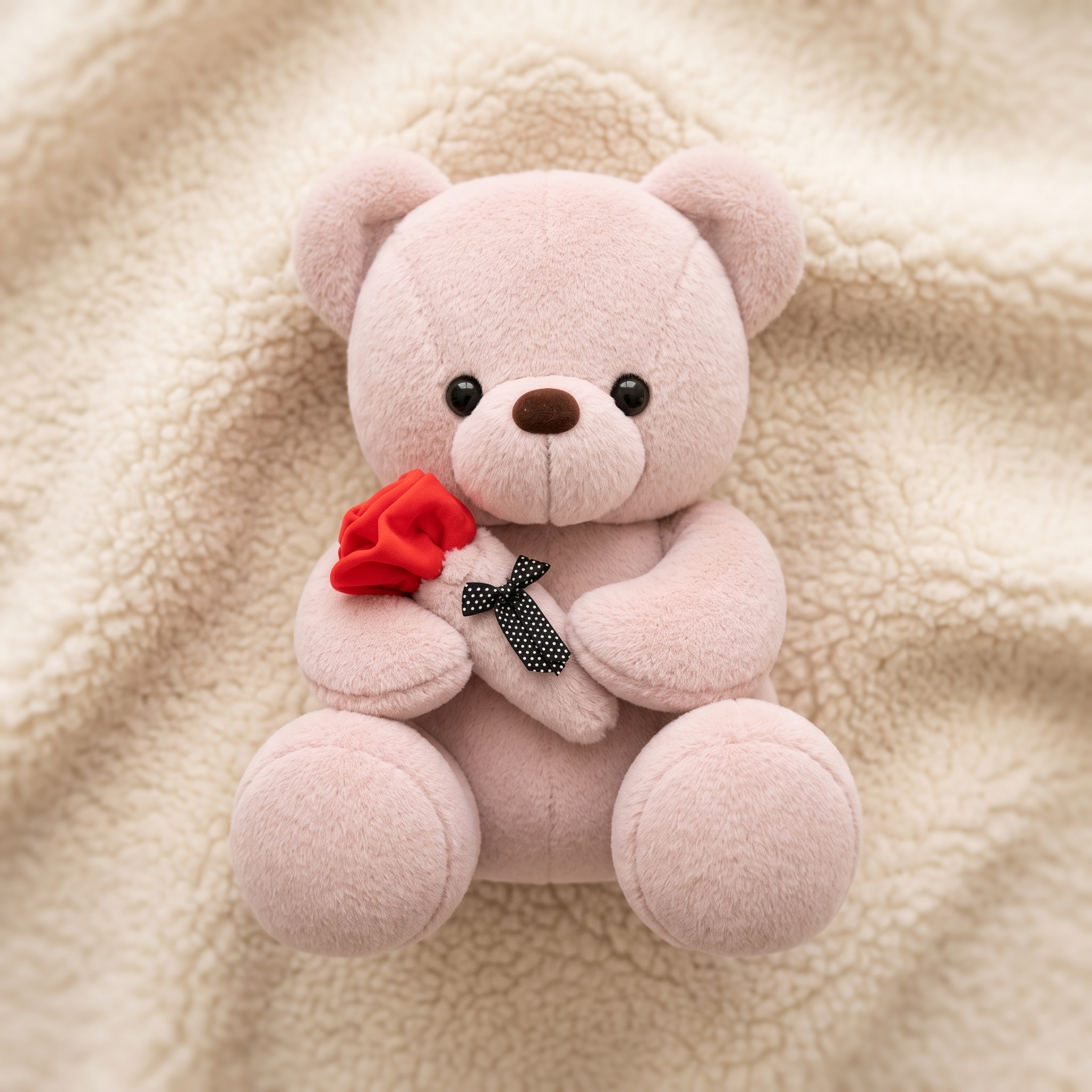 Rosa Teddybär Plüschtier mit Rose - Détail matière