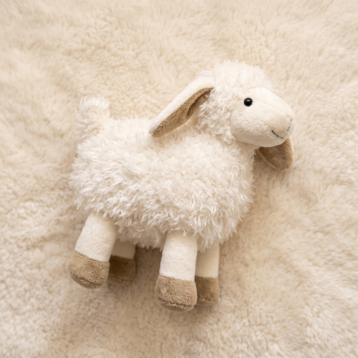 Schaf Kuscheltier weißes Lamm Stofftier für Babys und Kinder - Détail matière