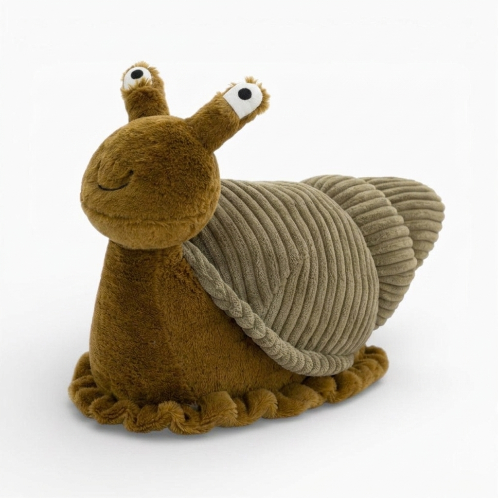 Schnecke Kuscheltier Cartoon Stofftier weich - Fond blanc angle