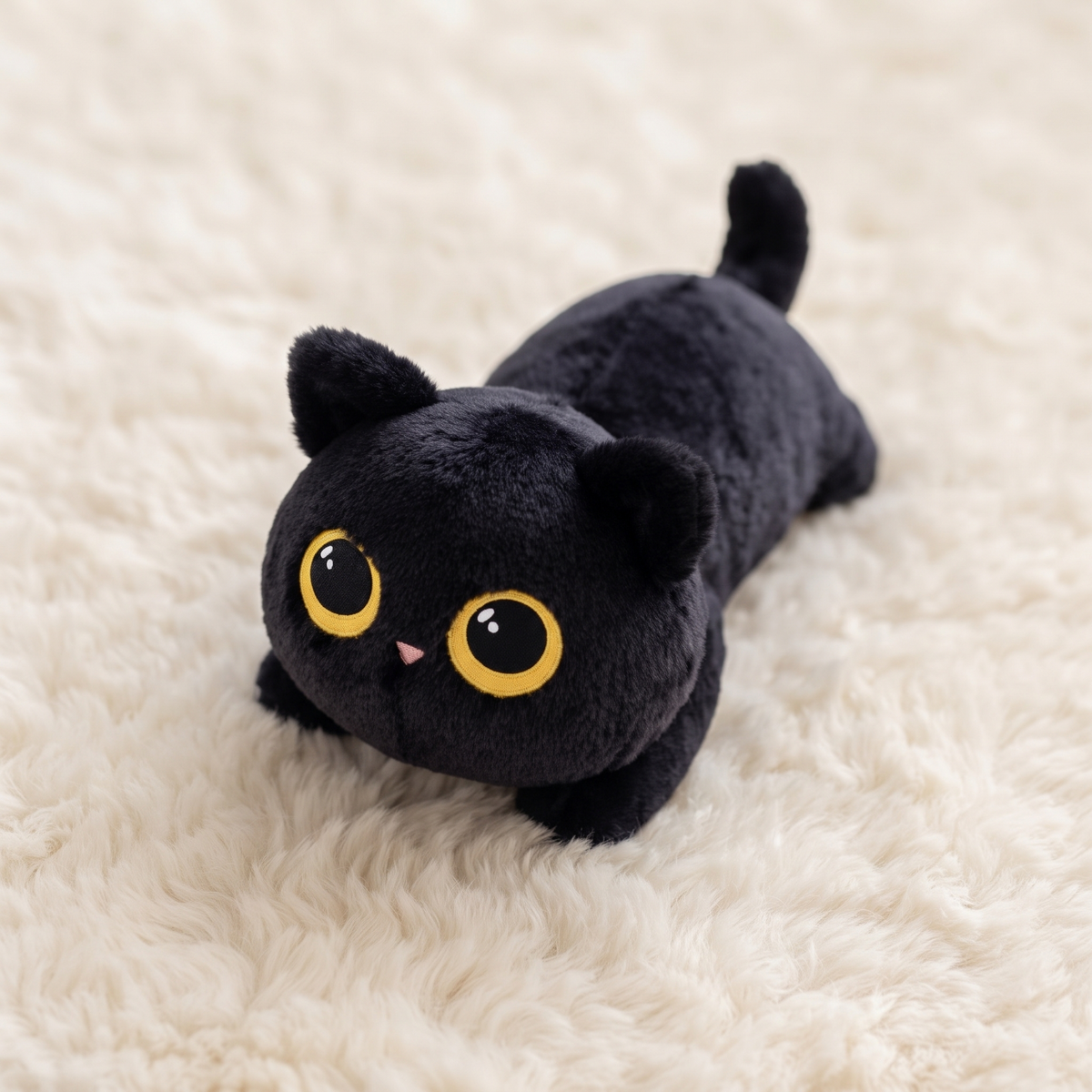 Schwarze Katze Kuscheltier Kawaii - Détail matière