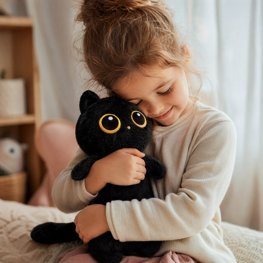 Schwarze Katze Plüschkissen Kawaii Kuscheltier - Utilisation cosy intérieur