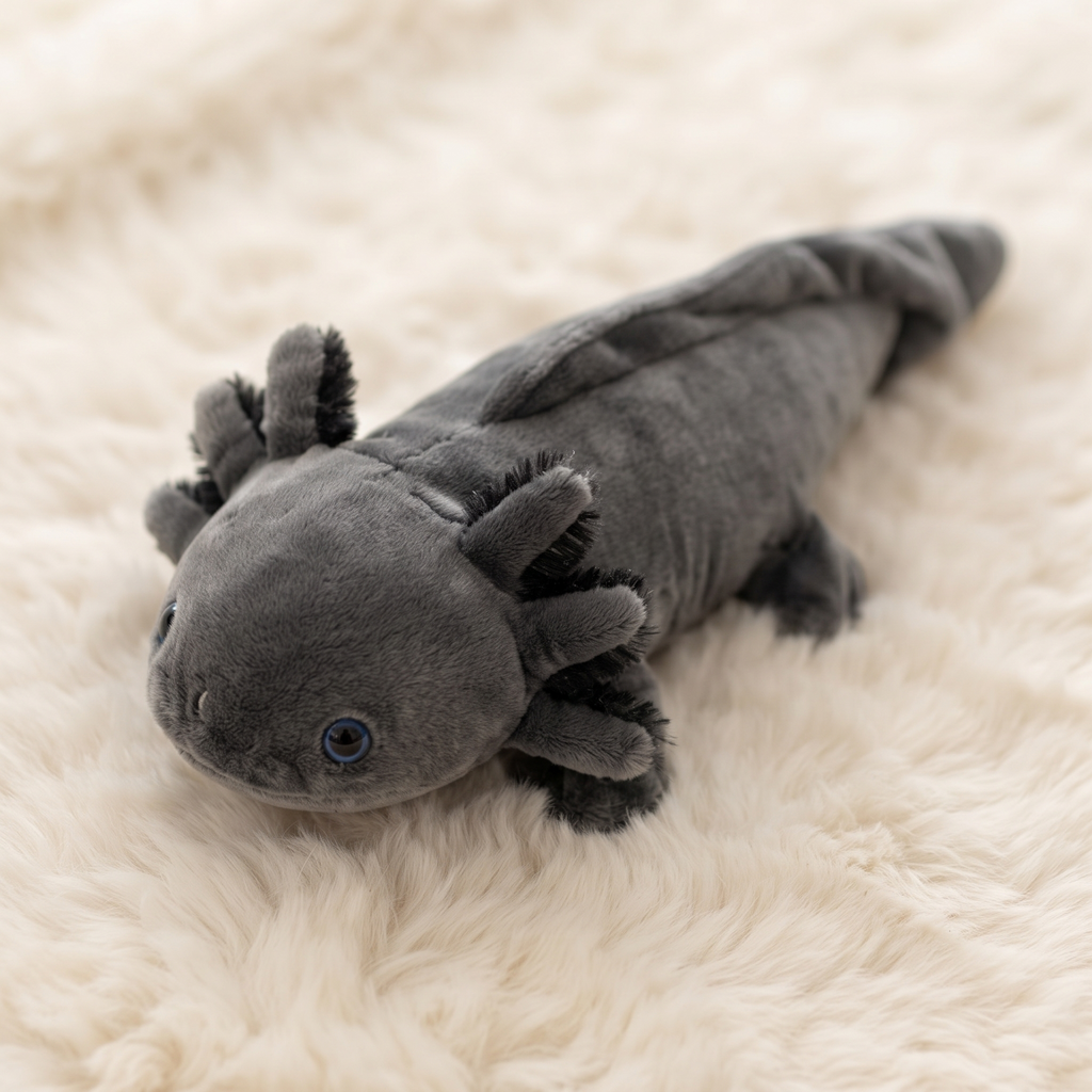 Schwarzes Axolotl Plüschtier realistisch - Détail matière