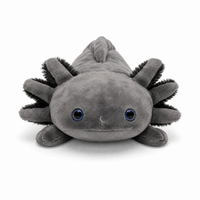 Schwarzes Axolotl Plüschtier realistisch - Fond blanc frontal