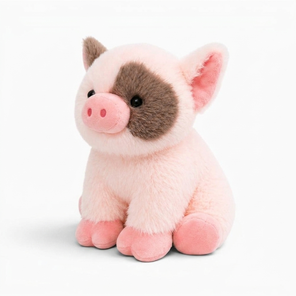 Schwein Kuscheltier Rosa - Fond blanc angle