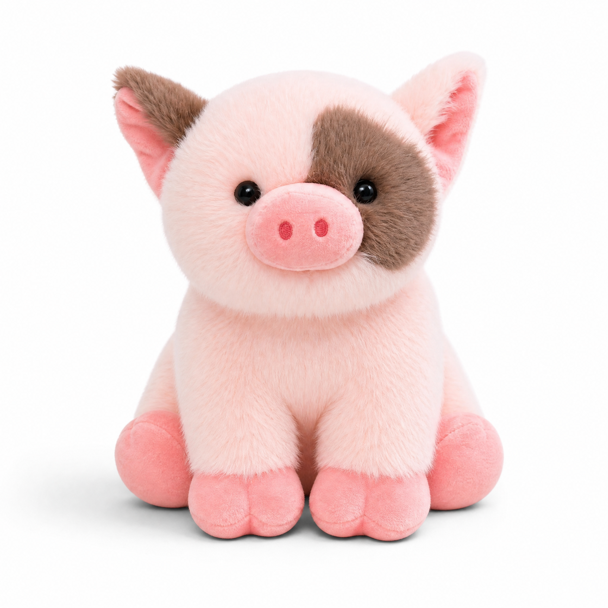 Schwein Kuscheltier Rosa - Fond blanc frontal