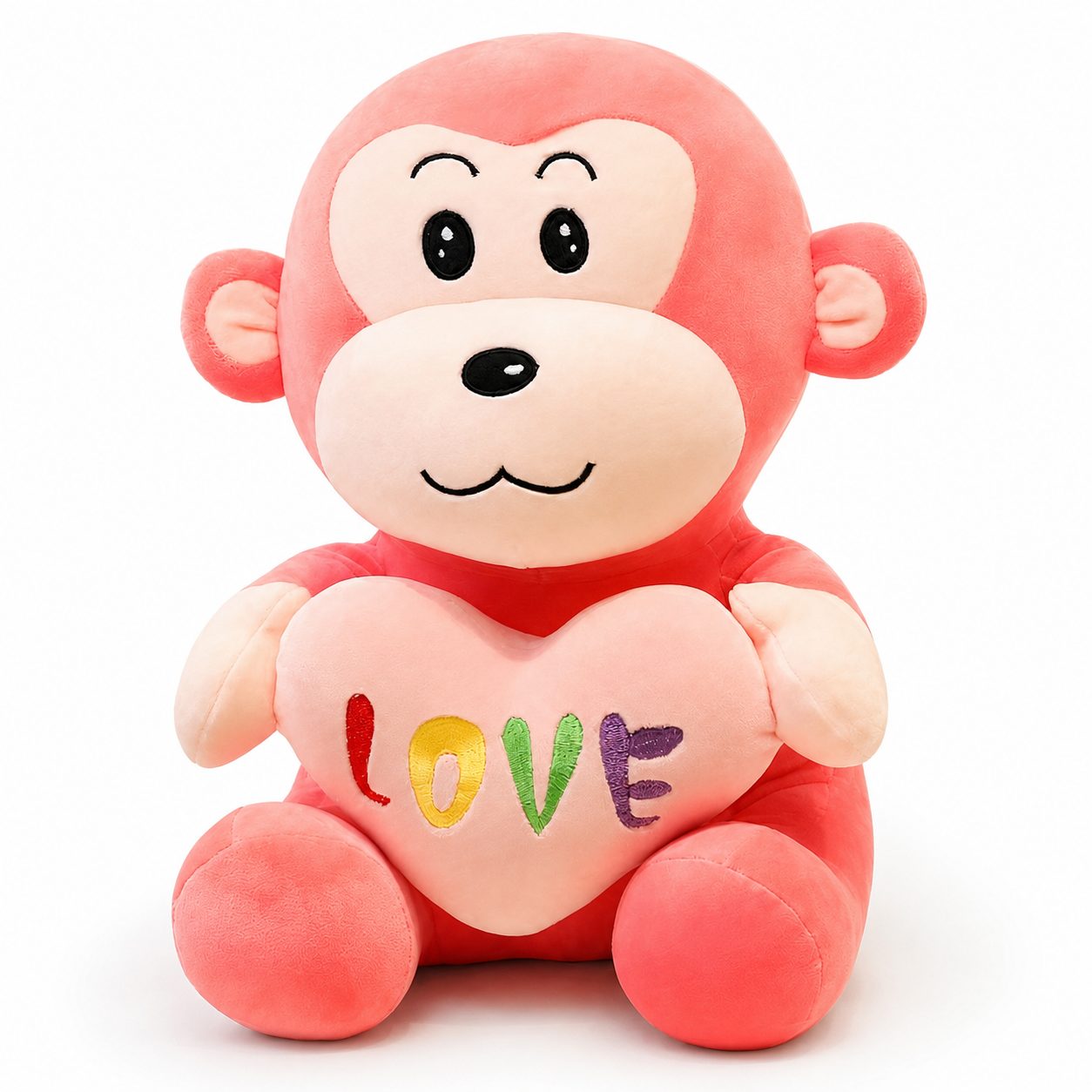 Singe en Peluche avec Cœur Love - Rose