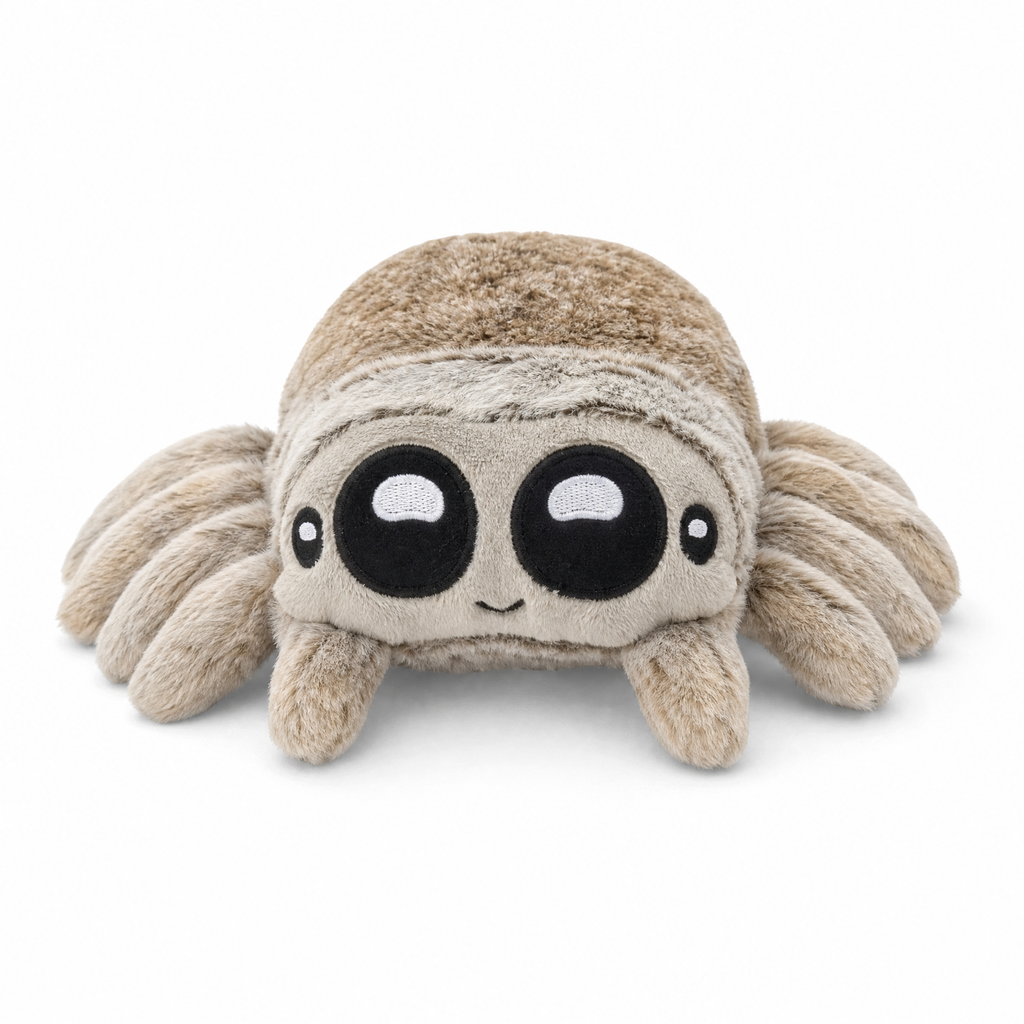 Spinne Kuscheltier niedliches Stofftier mit Kulleraugen - Fond blanc frontal
