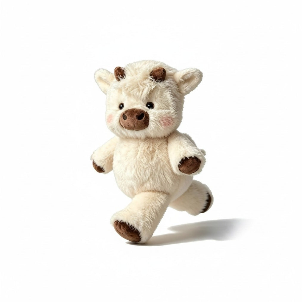 Peluche vache qui court beige