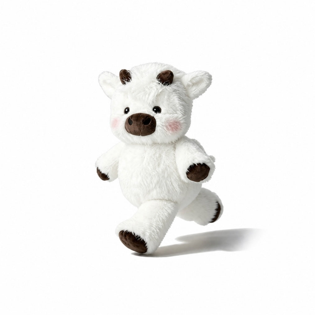 Peluche vache qui court blanc