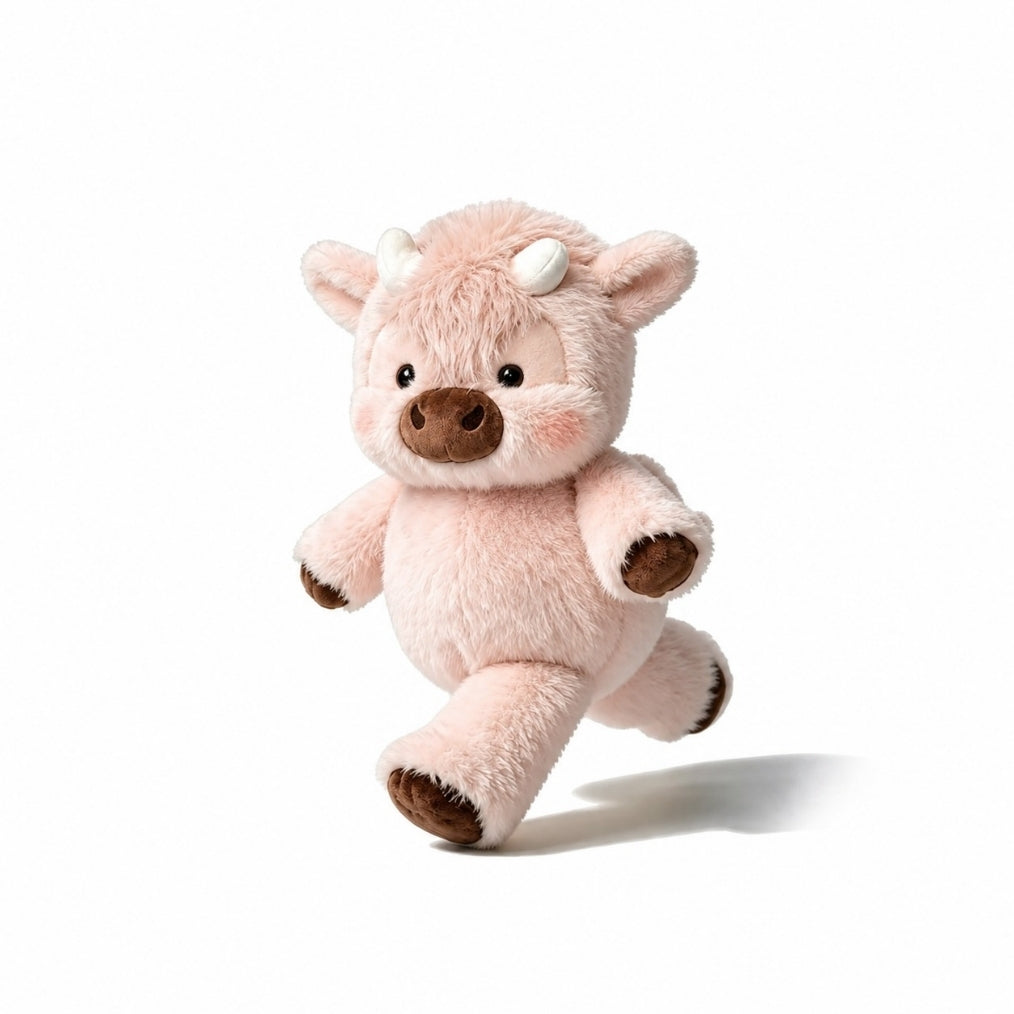 Peluche vache qui court rose