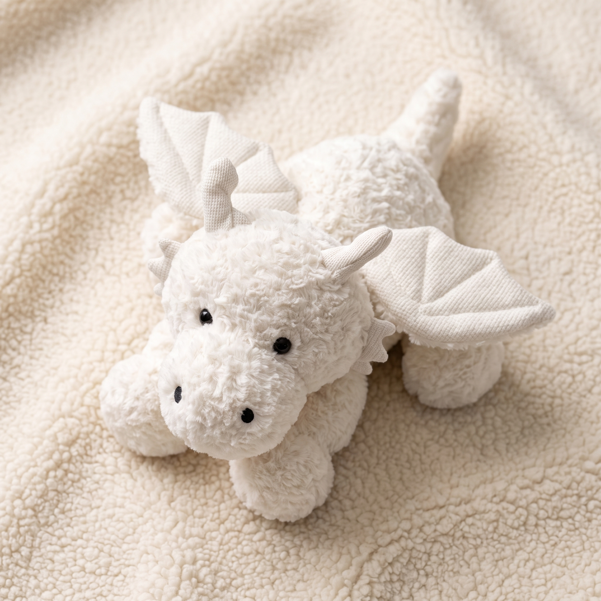 Weißes Drachen Kuscheltier mit Flügeln - Détail matière